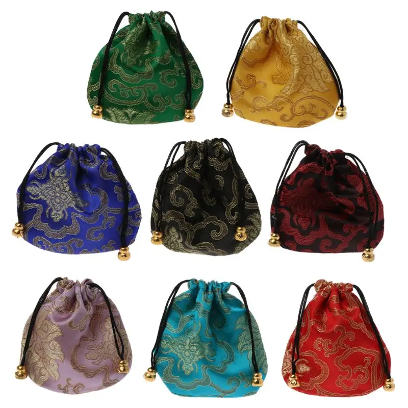 Traditional Silk Travel Pouch  Jewelry Storage Classic Chinese Embroidery Jewelry Bag Organizer