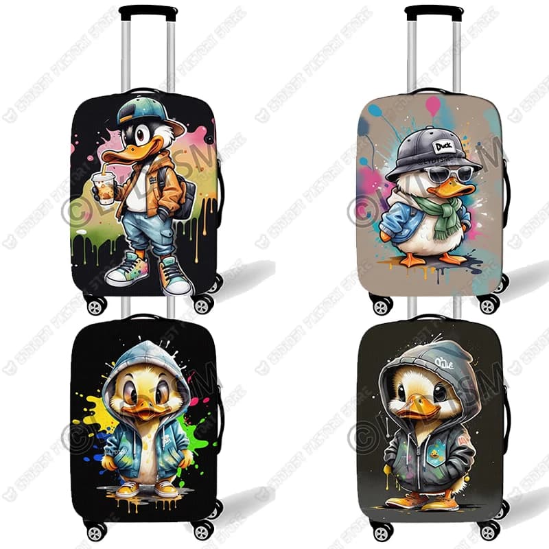 18-30 Inches Cute Animal Duck Pattern Luggage Cover for Travel Suitcase Trolley Case Protective Suitcase Cover